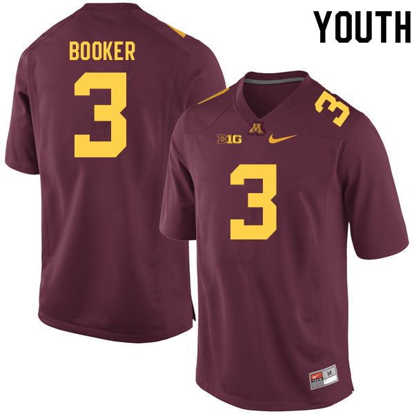 Youth #3 Austin Booker Minnesota Golden Gophers College Football Jerseys Sale-Maroon
